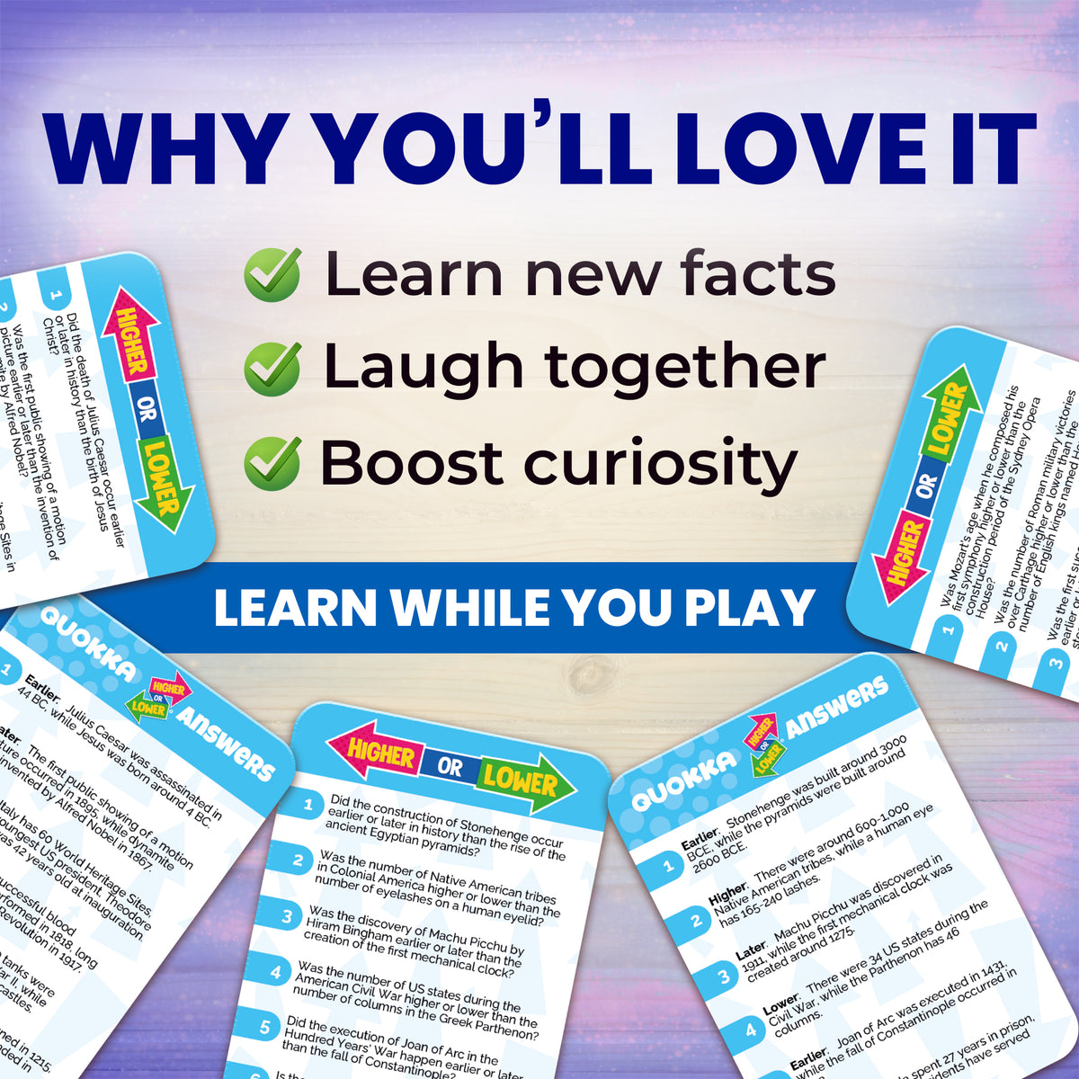 Higher or Lower History Board Game for Kids