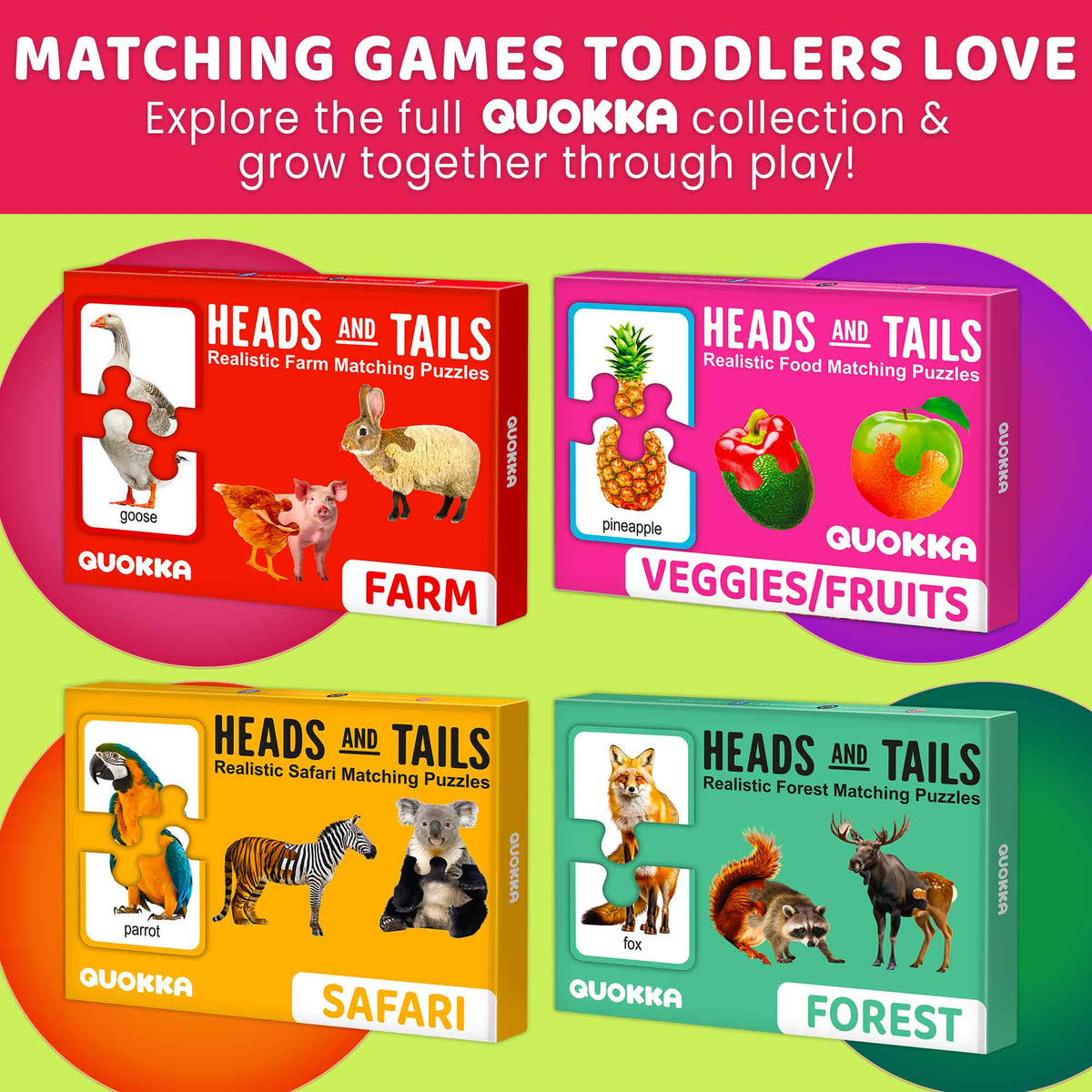 Matching Puzzle for Toddlers - 16 Realistic Pairs Fruits Veggies