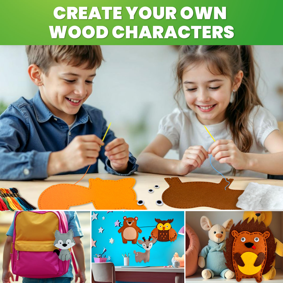 Craft Kits for Kids - 12 Forest Animals Sewing Kit Basic
