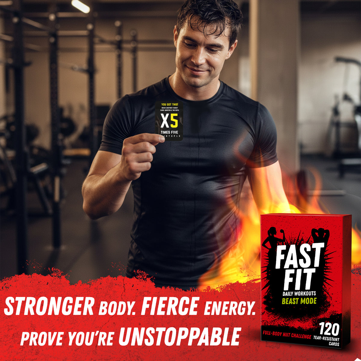 Fast Fit Beast Mode Workout Cards – 120 Fitness Deck for Full Body