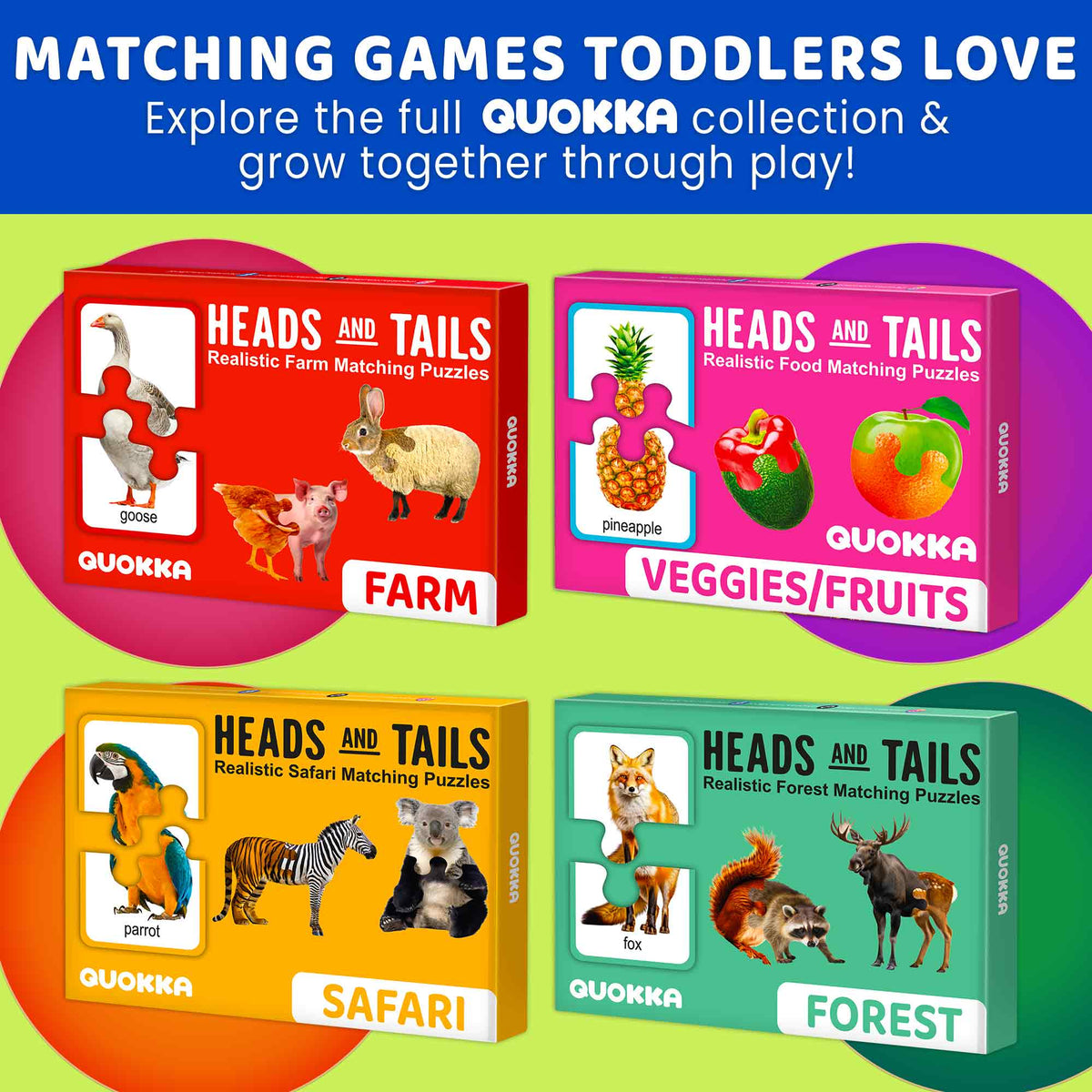 Matching Puzzle for Toddlers - 16 Realistic Pairs Wild Animals