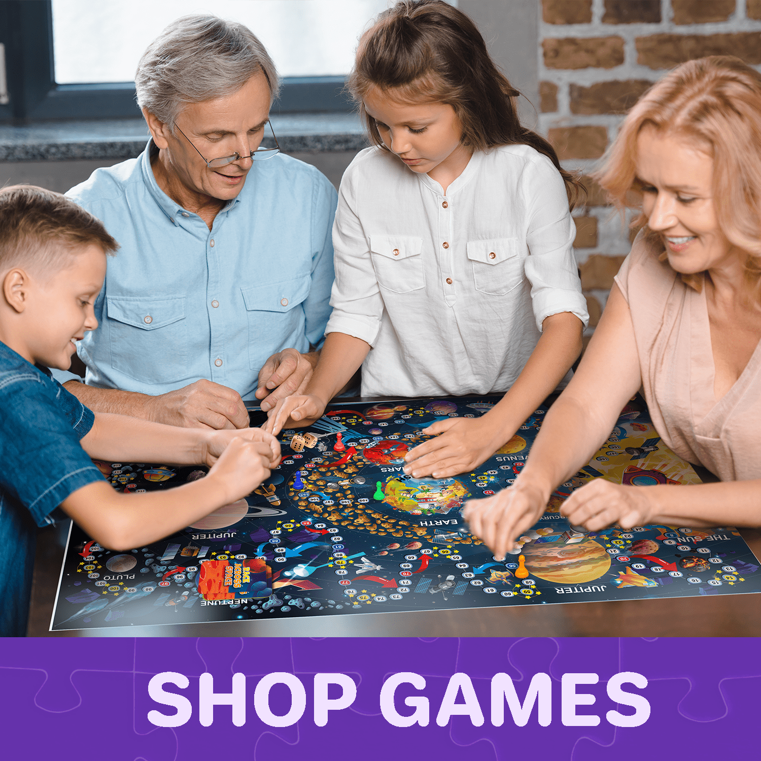 Family Of Four Enjoy's Playing A Large Puzzle by QUOKKA