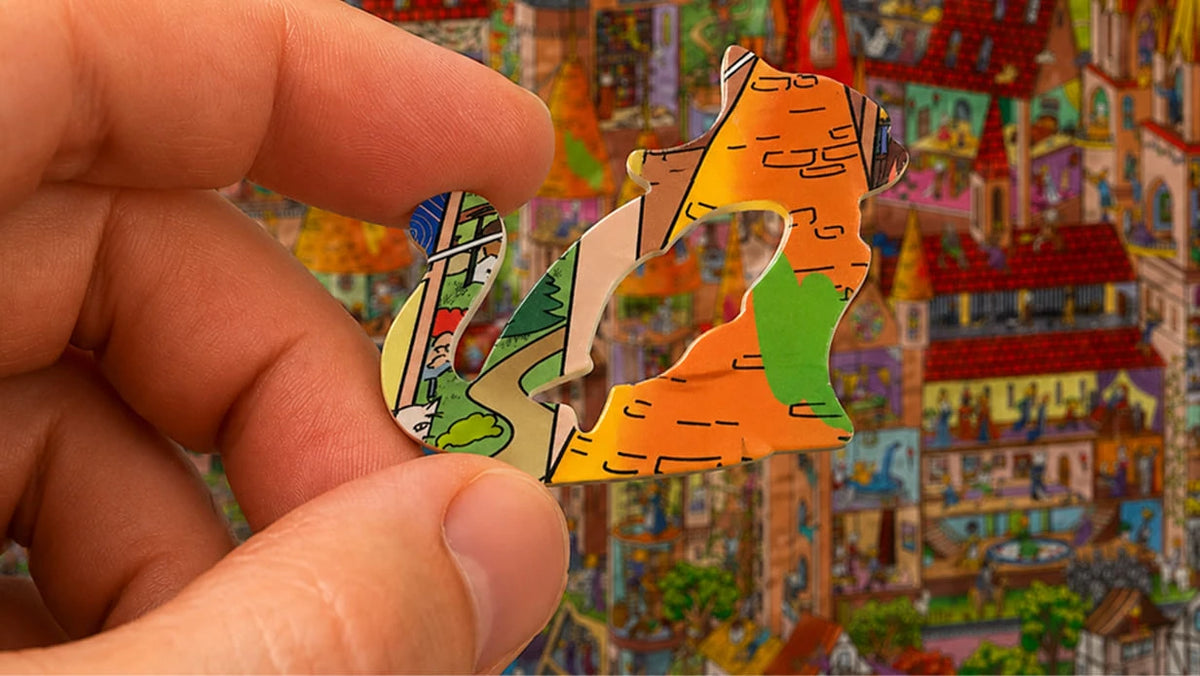 Hidden characters tucked into a puzzle illustration
